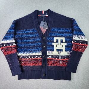 Tommy Hilfiger Ombre Textured Cardigan Varsity Sweater Mens XL Multicolor Heavy